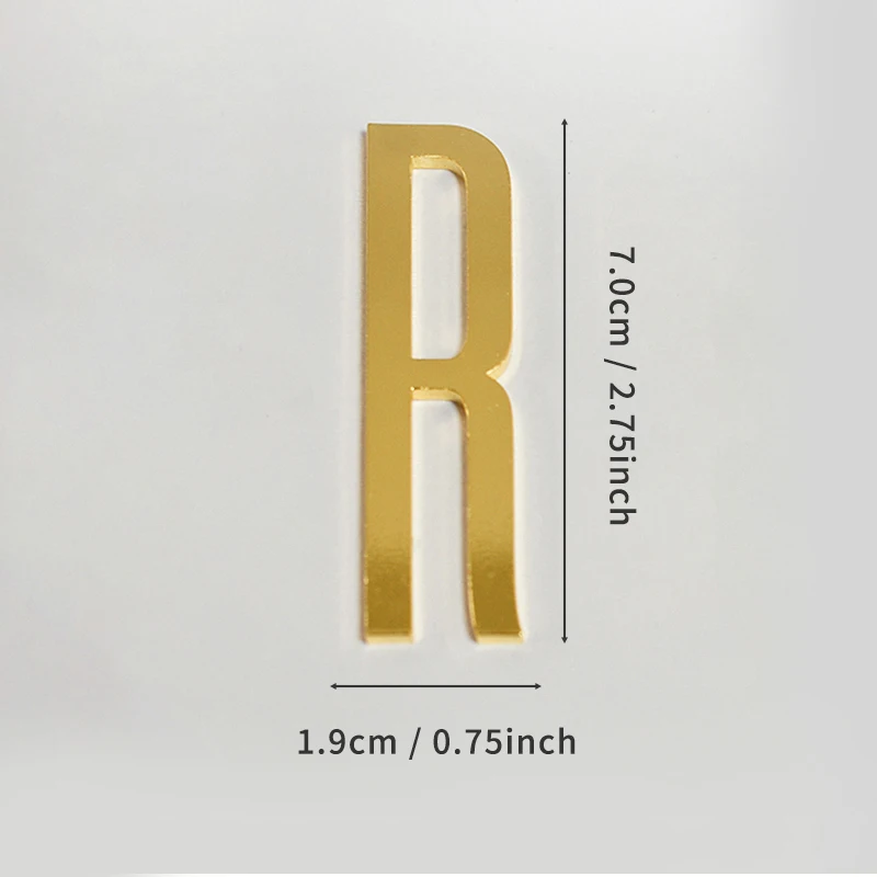 Goldene selbstklebende Hausnummern aus Metall mit englischen Alphabet-Buchstaben für Wohnung, Zimmer, Tür, Tisch, Briefkasten, Zahlenaufkleber, 7 cm – Detail 24