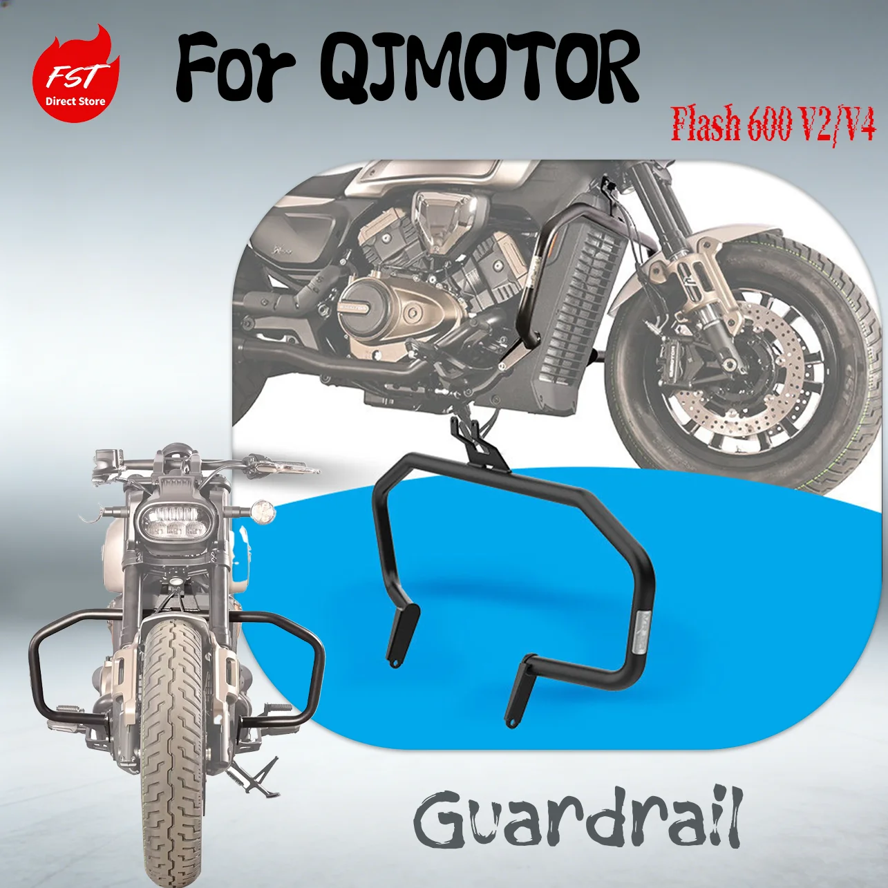 

For QJMOTOR Flash 600 V2/V4 Crash Bars Engine Guard Anti-Fall Bumper Racing Protector