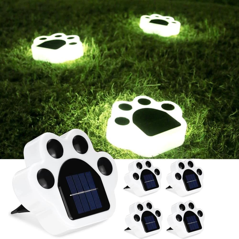 Cute Solar Paw Print Light, Animal Print Waterproof Outdoor Gardent Lights for Garden, Patio, Flowerbed, Lawn Decor