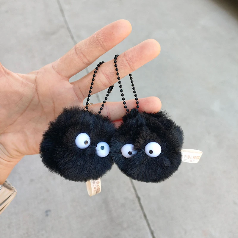 Plush Small Briquette Pendant Accessory Keyrings fit Bag Charms Purse Accessory for Miyazaki Hayao Comic Fans