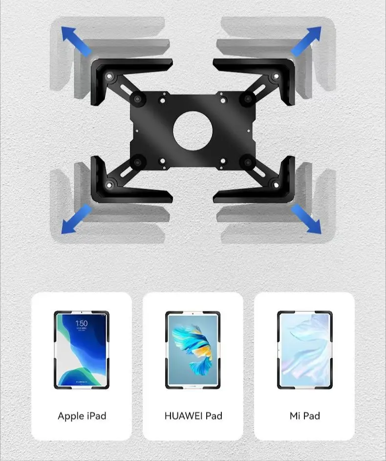 Wall Mount 7-13 Inch Tablet Enclosure Adjustable iPad Holder Android Tablet Bracket Wall Hanging Or Desktop Stand Holder