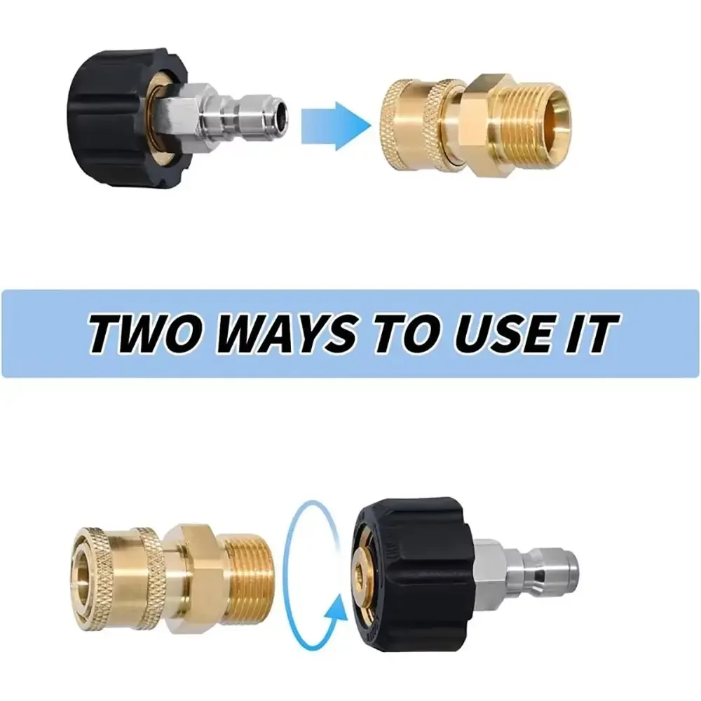 Pressure Washer Adapter Set M22-14mm/15mm to 1/4", Quick Release Swivel Couplers Quick Connector Kit for High Pressure Spray - view 3