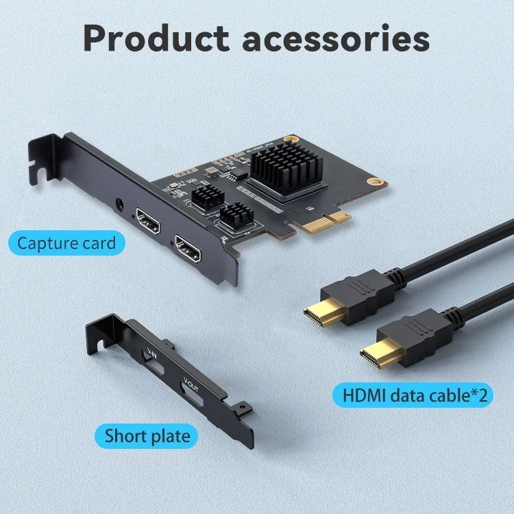 Dual Channel Acquisition Video Capture Equipment and 1080P PCIE HDMI Capture Card with Audio for Gaming Live Streaming