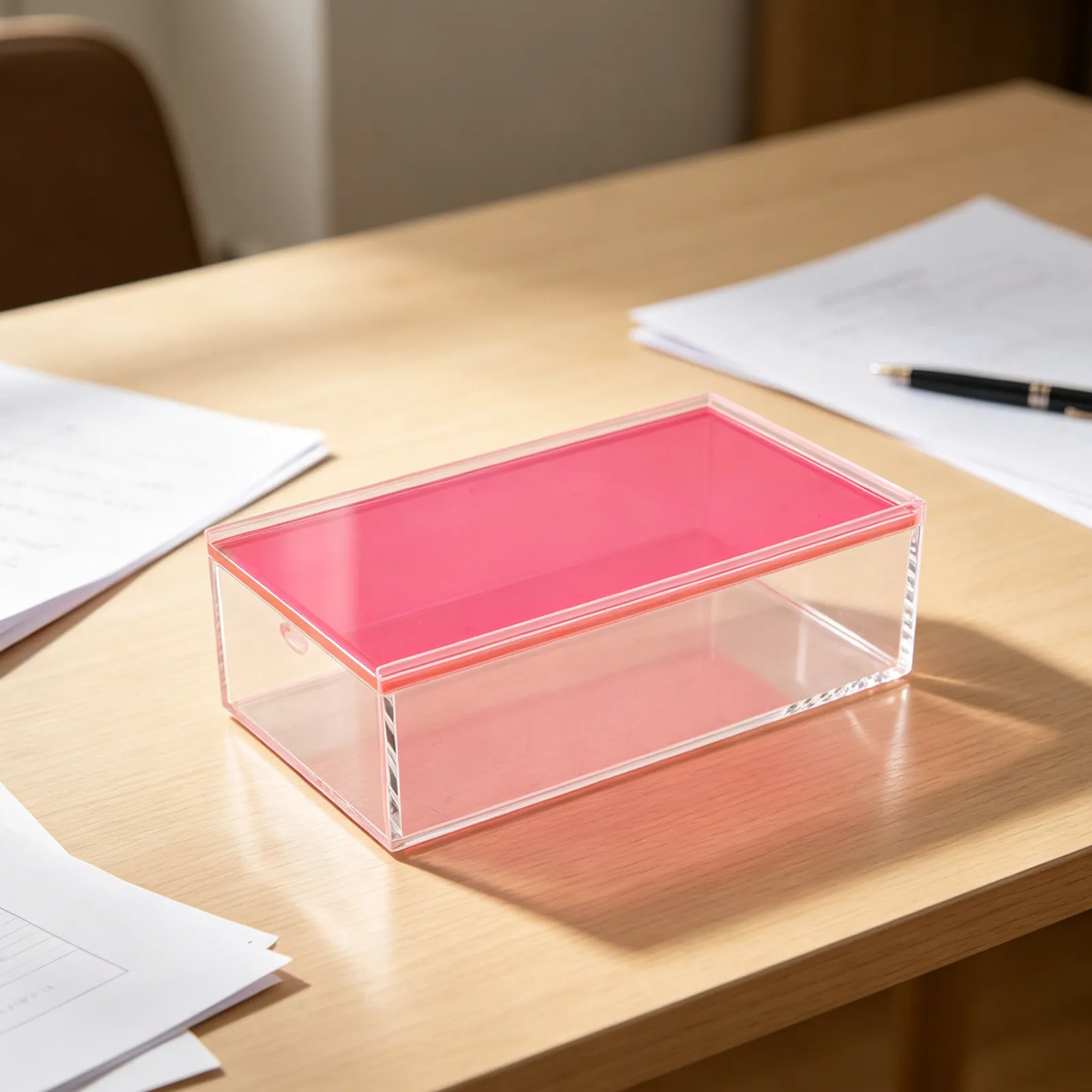 mahjong-organizer-case-acrylic-transparent-cases-empty-game-carrying-for-tiles-clear-pink-storage
