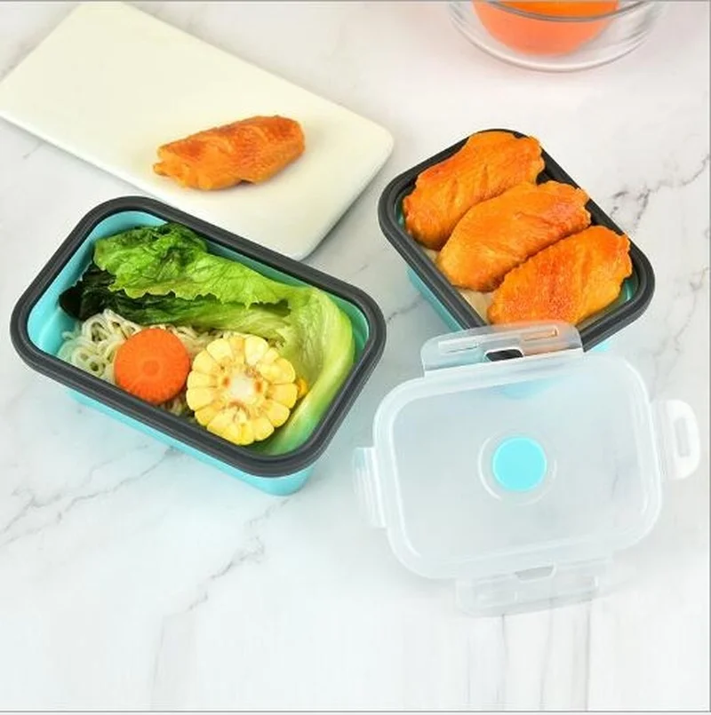 Multifunctional Bento Box Silicone Collapsible Lunch Box Food Storage Container   Microwavable Portable Picnic Camping Outdoor