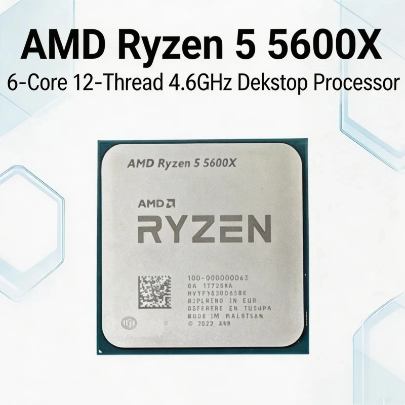 AMD R5 5600X AM4 Socket DIY CPU 6‑Core 12‑Thread Unlocked 65W TDP 32MB L3 Cache Tray Without cooler