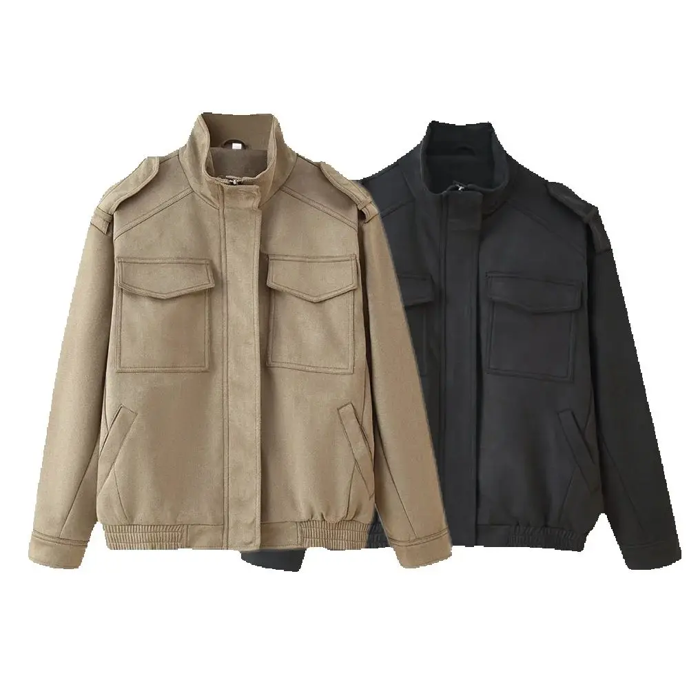 European and American style autumn new women's clothing design sense versatile suede texture leather jacket