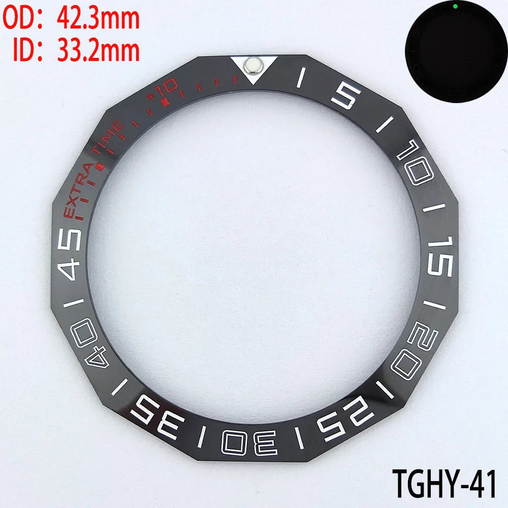 OD:42.3mm*ID:33.2mm Sloping Luminous Ceramic Bezel Insert Replacement fit TAG HEUER AQUARACER Automatic Watch WAY201