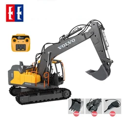 Double E 1:16 Alloy Engineering Excavator with 3 Replaceable Heads 3in1 Construction Remote Control Truck Car Toy for Boy Gift