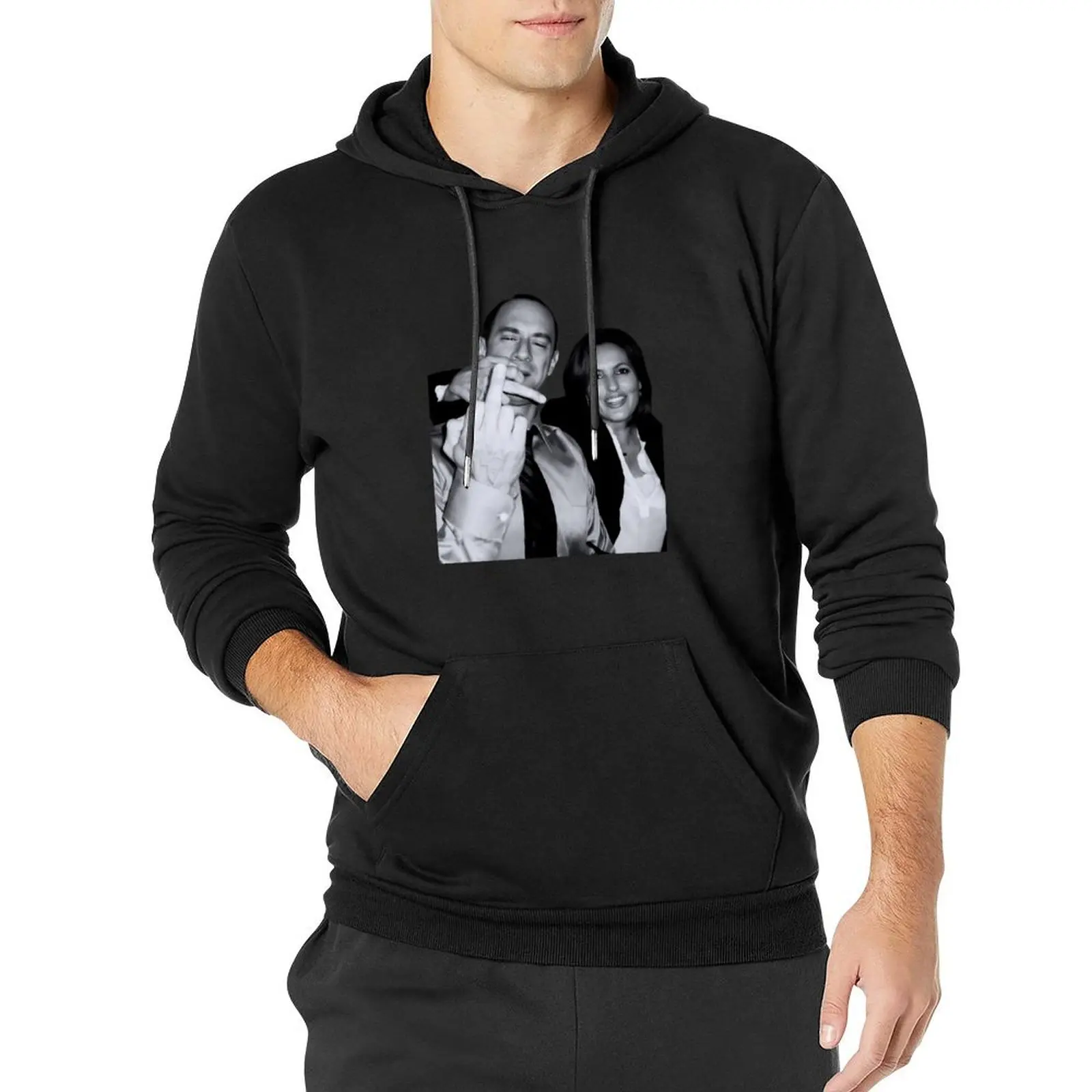 Elliot Stabler And Olivia Benson Actors and musicians giving the middle finger meme Pullover Hoodie