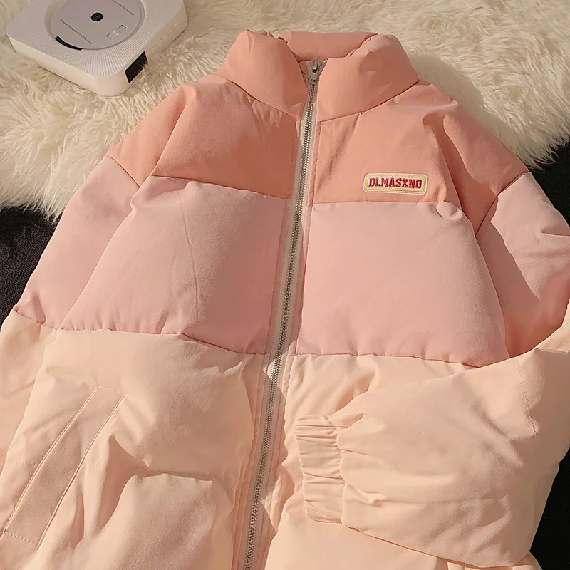 Women\'S Gradient Pink Down Jackets 2024 Winter Baggy Comfortable Coat Thickening Warm Female Cotton Padded Puffer Jacket Outwear