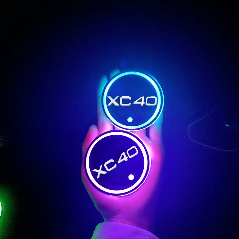 

Luminous Car Water Cup Coaster Holder 7 Colorful USB Charging Car Led Atmosphere Light For Volvo XC40 XC 40 Auto Accessories
