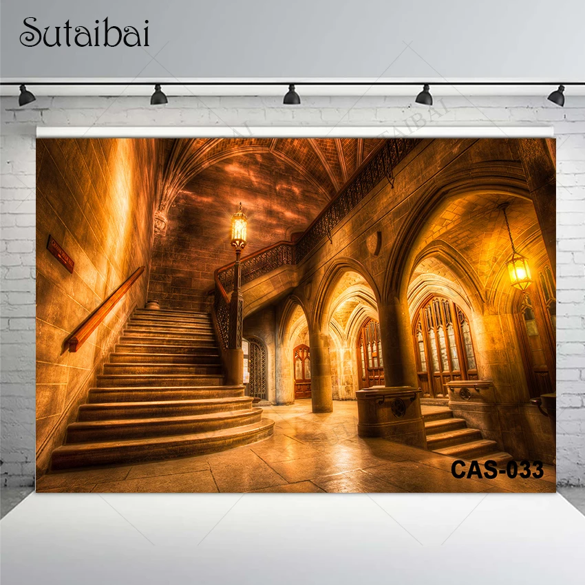 

Castle Palace Theme Photography Background Vintage Staircase Resplendent Symbol of Wealth Family Portrait Photocall Studio Props