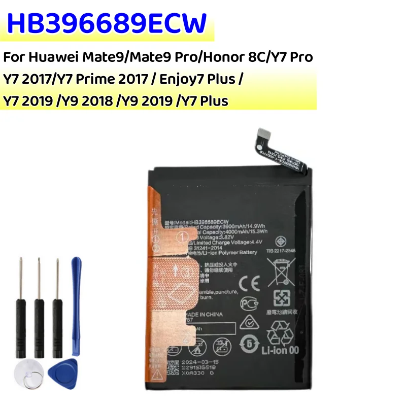 New HB396689ECW 4000mAh Battery for Huawei Mate 9/9 Pro Y7 Prime Y7 2017 Honor 8C Y9 2018 2019 Version Enjoy 7 plus+tools