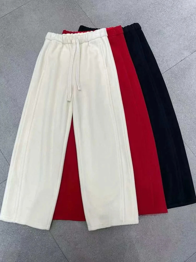 

New Year Magic Pants! Winter Faionable Versatile Slimming Wool Warm Wide Leg Casual Long Trousers for Women