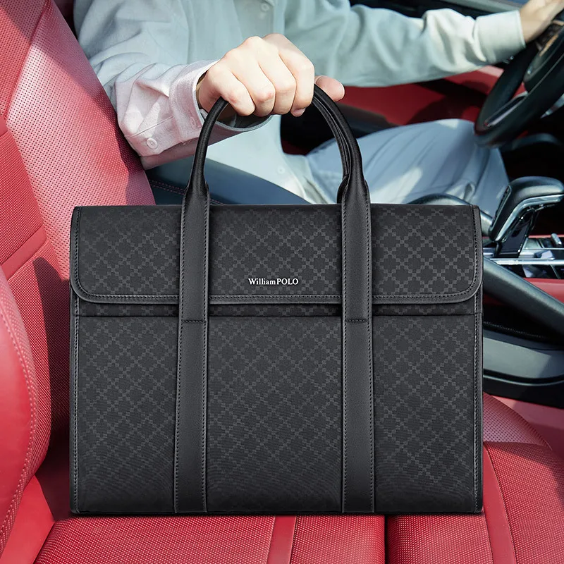 الرجال حقيبة جلدية حقيقية الرجال حقيبة الراقية الأعمال حقيبة يد فاخرة الرجال سعة كبيرة حقيبة مستندات الكمبيوتر المحمول حافظة موجزة #1