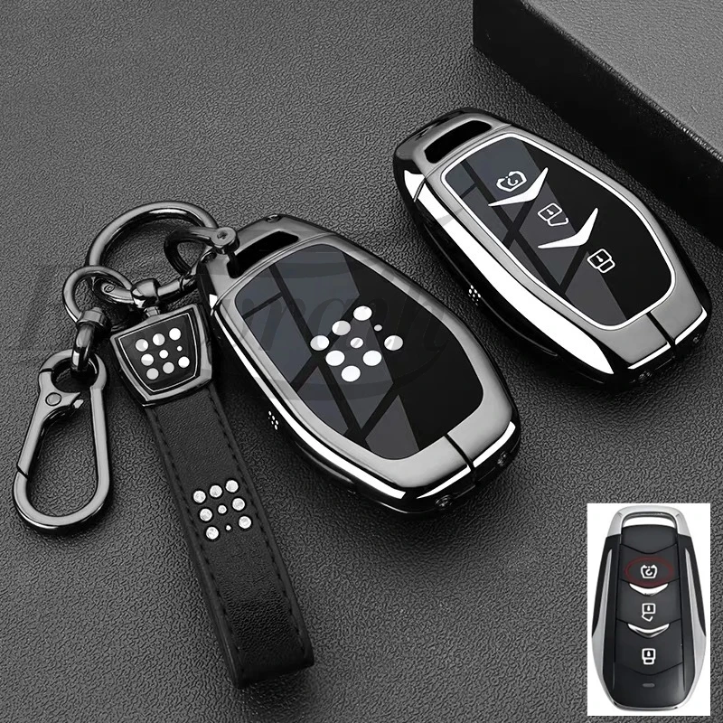 Car Decorations For Dongfeng fengguang Seres Evolute i-Space i-Pro Landian E5 Zinc Alloy TPU Key Case Cover Holder Chain
