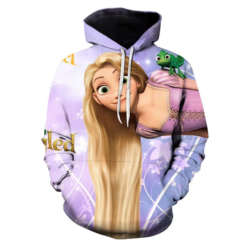 Disney Men's Hoodie Rapunzel Boys Girls Pullover 3D Printed Fashion Pullover MINISO Men's Hoodie Oversized Men's Clothing