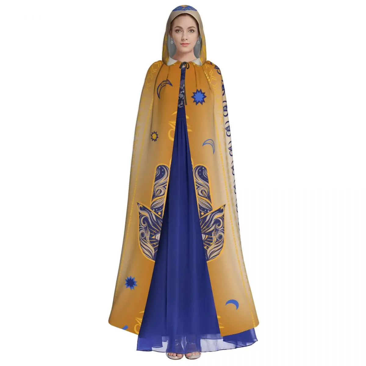 Cosplay Medieval Costumes Ancient Cleopatra Head Hamsa Talisman Hooded Cloak Capes Long Robes Jackets Coat Carnival