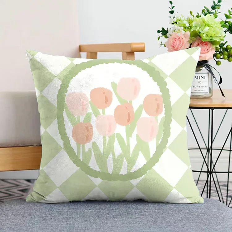 Beautiful flower pillowcase for living room bedside sofa car backrest office decoration (without pillow core)