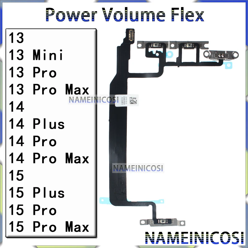 

Switch Silent Button Flex for IPhone 13 14 15 Plus Pro Max Mini Power on Off Volume Up Down Side Key Ribbon Mute Flex Cable