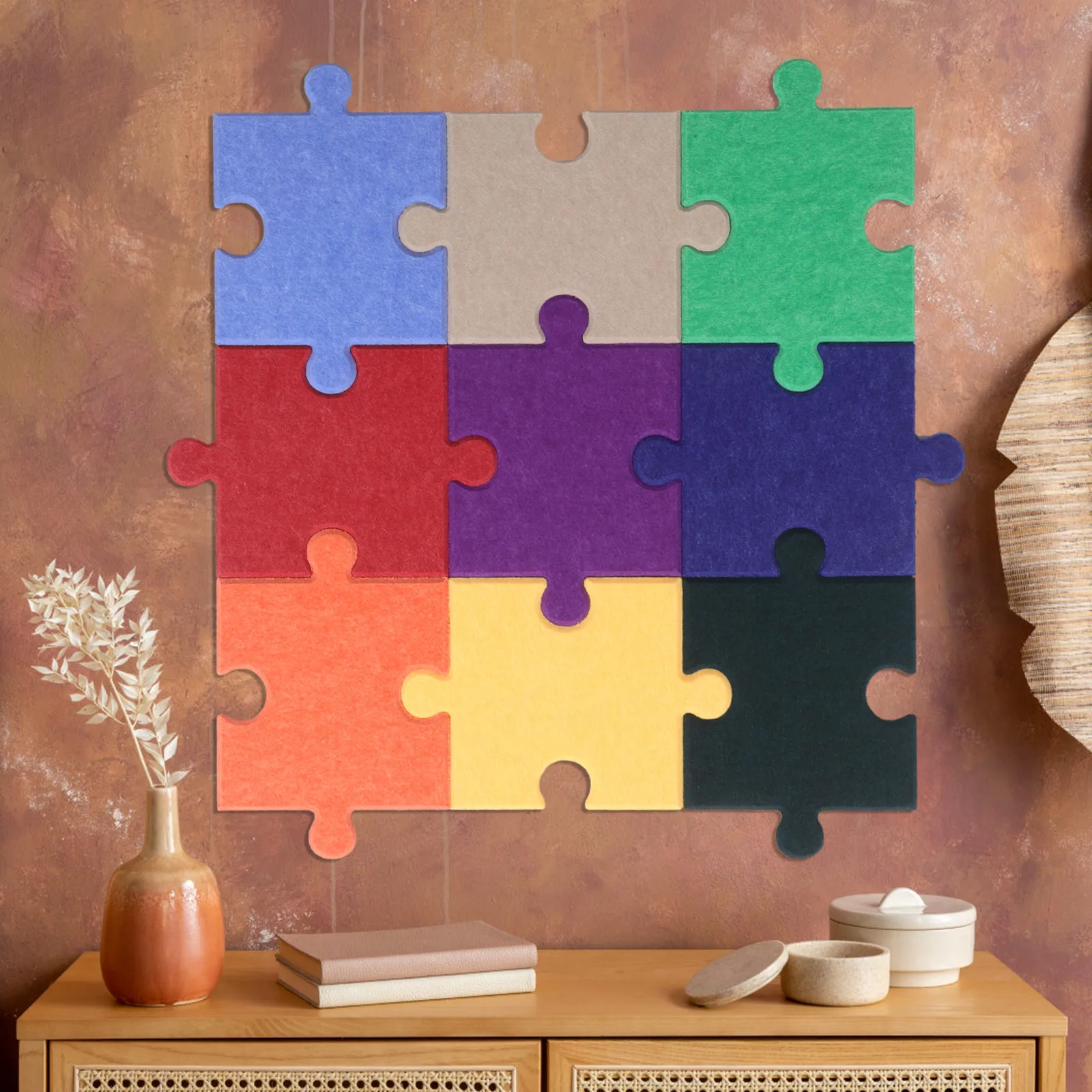 10Pcs Self Adhesive Felt Wall Sticker Puzzle Board Decorative 3D Wall Pads for Room Home Office Memo Board Removable
