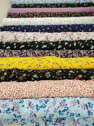 Georgette Chiffon Fabric Small Floral  By The Meter for Clothing Dresses Hanfu Skirts Diy Sewing Black White Drape Flower Summer
