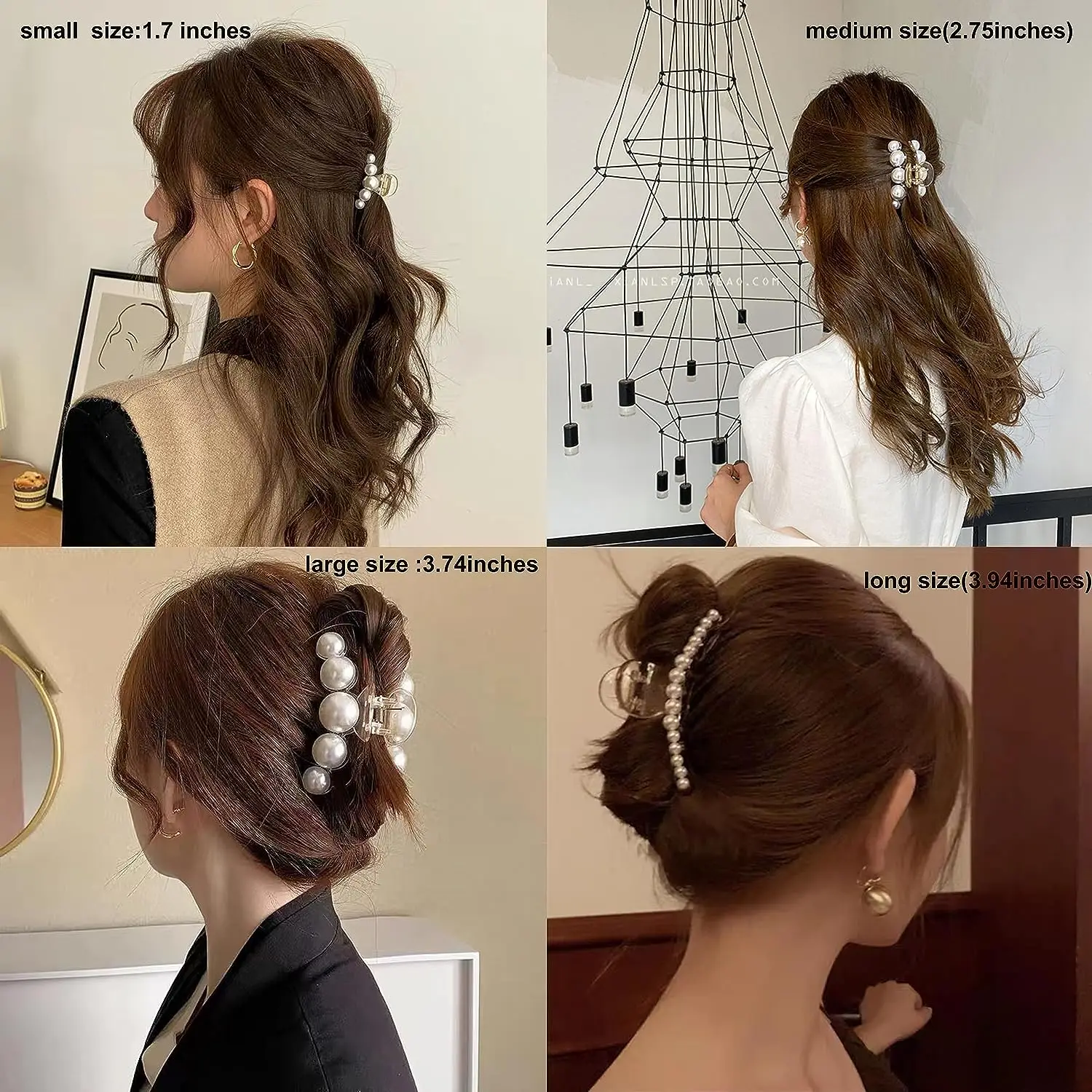 Elegant Big Pearl Hair Claws for Women Korean Acrylic Hair Clips Girls Large Size Barrette Shark Clip Fashion Hair Accessories