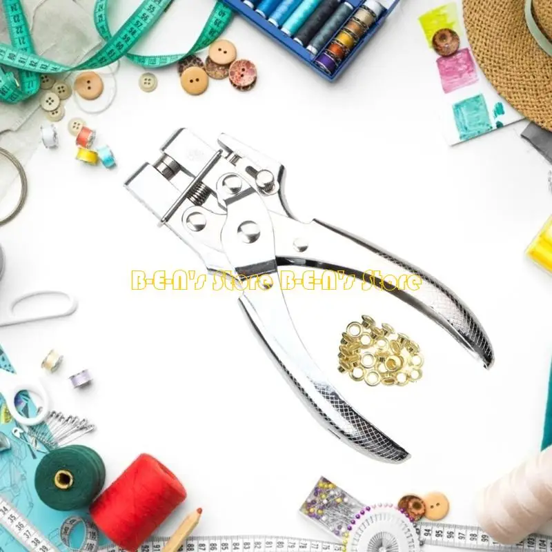 Y1AD Eyelet Hole Puncher Leather Belt Hole Plier Revolve Sewing Machine Bag