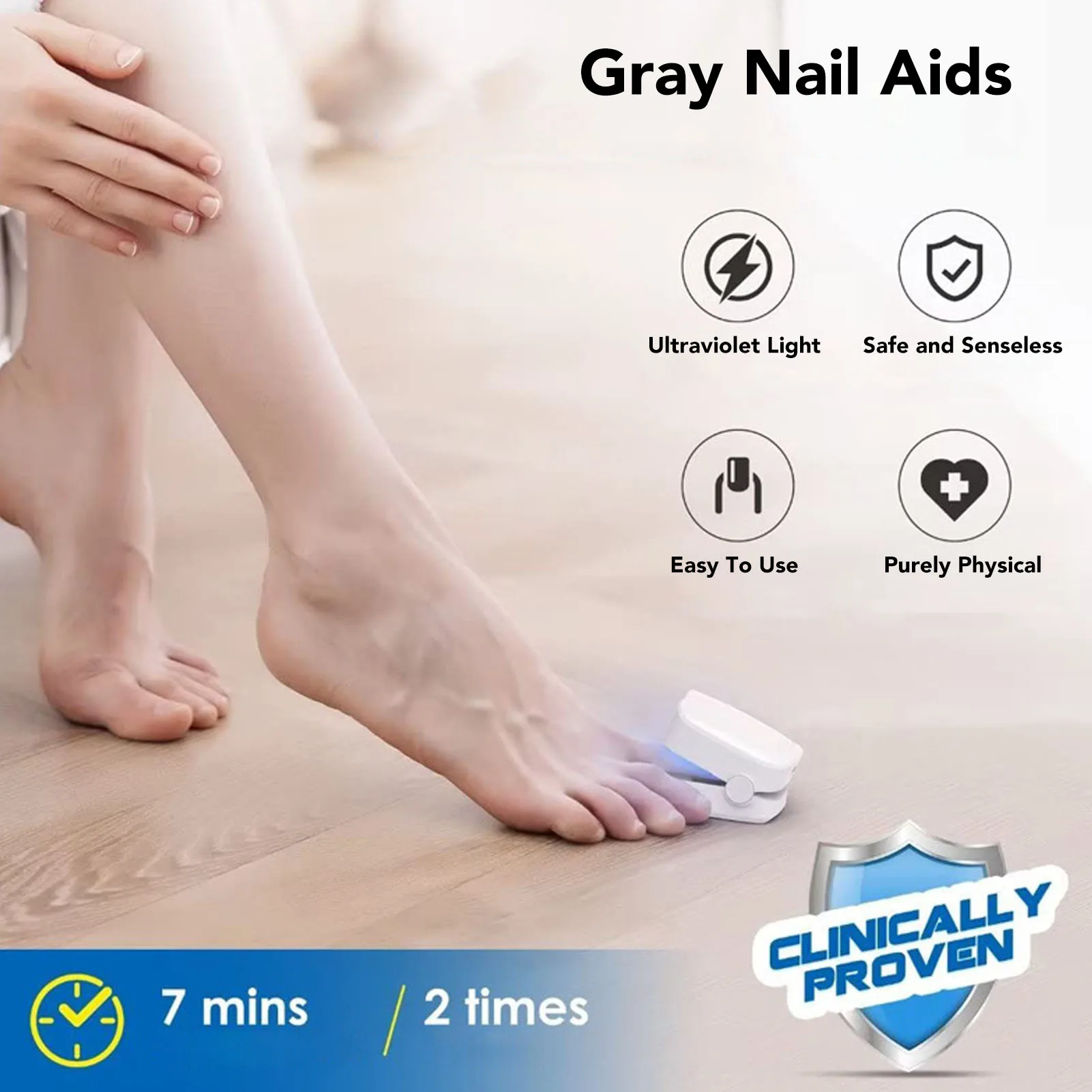 Luz de hongos para uñas ZK40, dispositivo de limpieza de hongos para uñas con batería de iones de litio portátil de alta eficiencia de 400mAh para el hogar