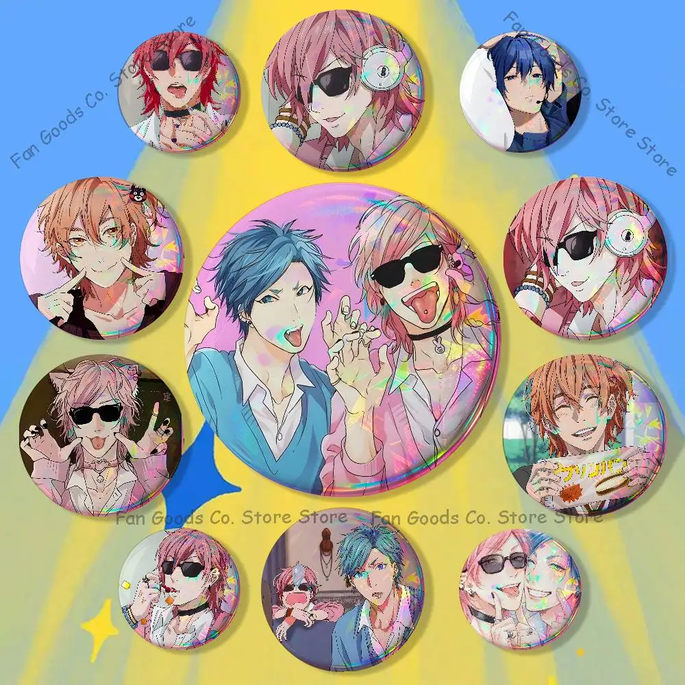 Y-Yarichin Anime B-Bitch Club Enamel Pins Funny Characters Badge Fashion Jewelry Accessories Round Snap-in Brooch on Backpack