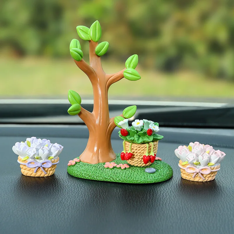 Tulip Succulent Small Ornaments Car Center Console Decoration Car Jewelry