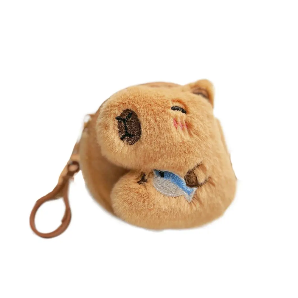 Funny Portable Capybara Plush Coin Purse Zipper Cartoon Animal Capybara Purse Bag Kawaii Mini Capybara Earphone Bag Cute Gift