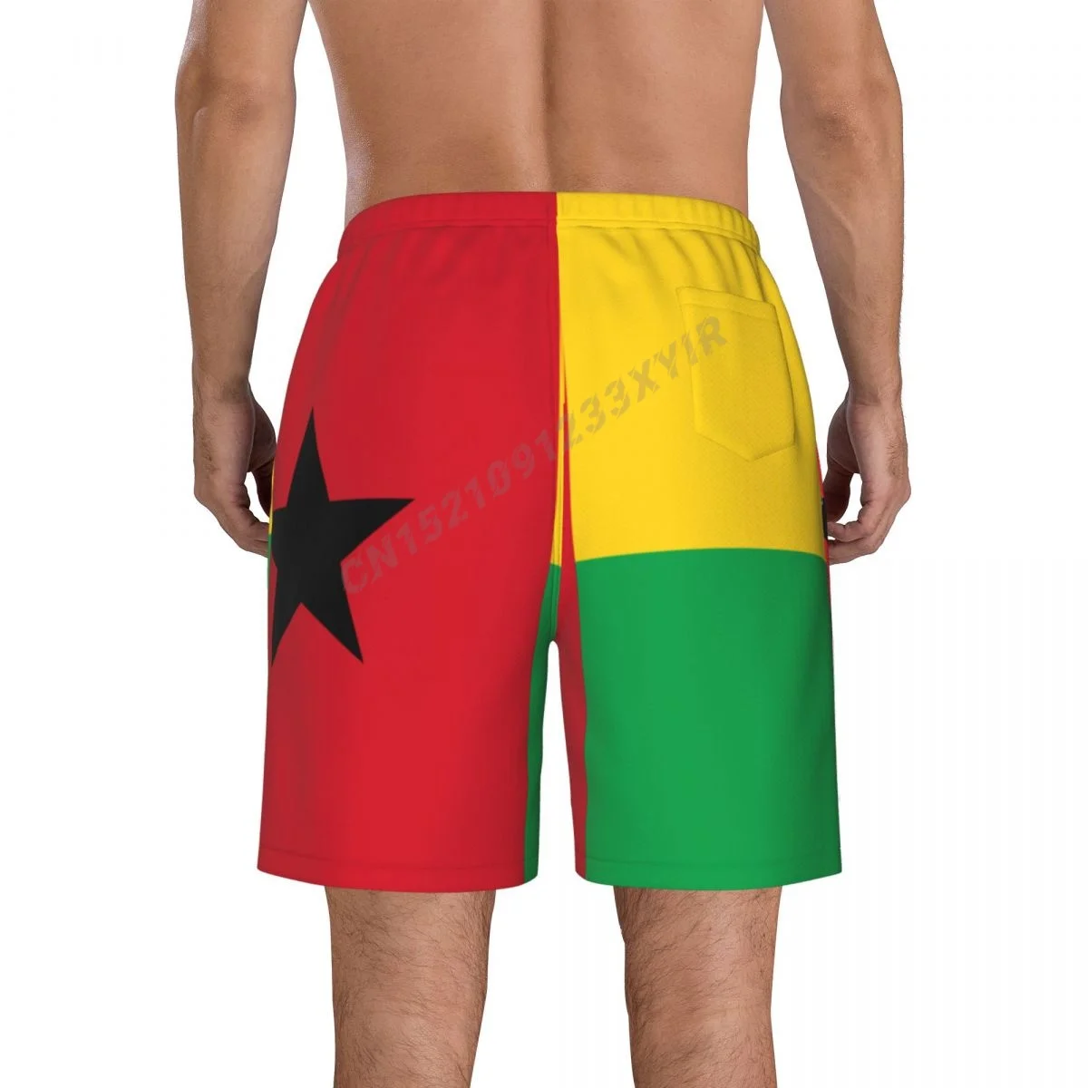 Summer Men\'s Guinea-Bissau Flag Beach Pants Shorts Surfing M-2XL Polyester Swimwear Running