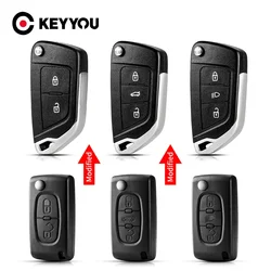 KEYYOU 푸조 107 207 307 407 306 308 408 508 파트너 CE0523 CE0536 개조 자동차 키, Citroen, 2 C4, 4, 3, 5, C6 용, 신제품, 1 개