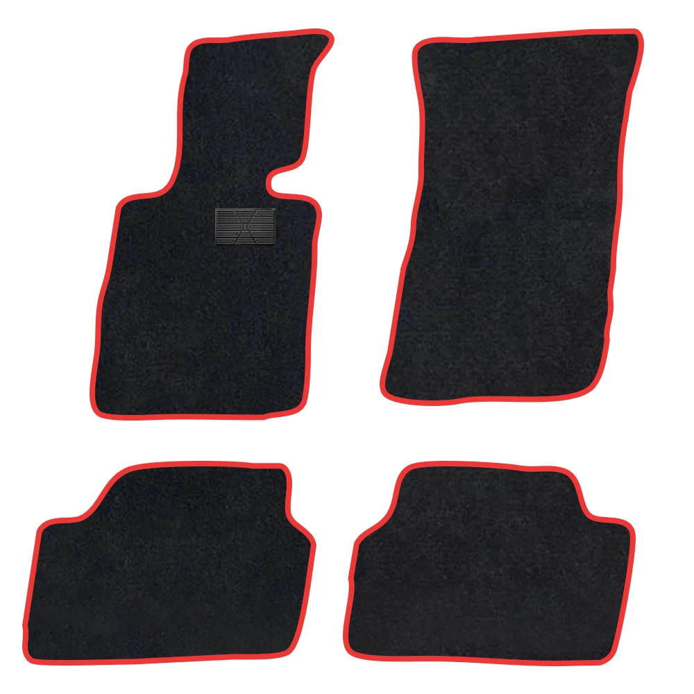 

Car Floor Mat For Bmw 1 series E81/E82/E87/E88 2004-2010 4door Polyester suede Anti Slip black Backing red Binding Trim Edge
