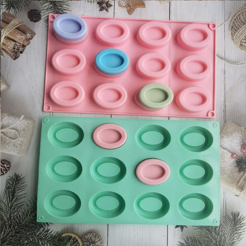 12 Cavity Silicone Oval Donut Mold Baking Pan Mold Bread Pastry Mold DIY Baking Tray Doughnut Dessert Making Cake Tools