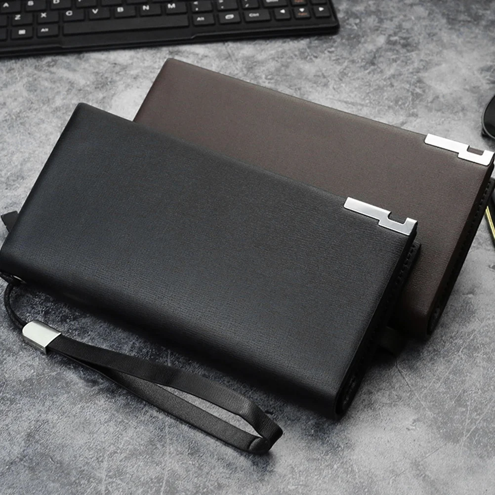 

Large Capacity For Men Premium Pu Long Wallet Zippered Multi Card Slots Phone Pocket Holder Zippered Wallet Black