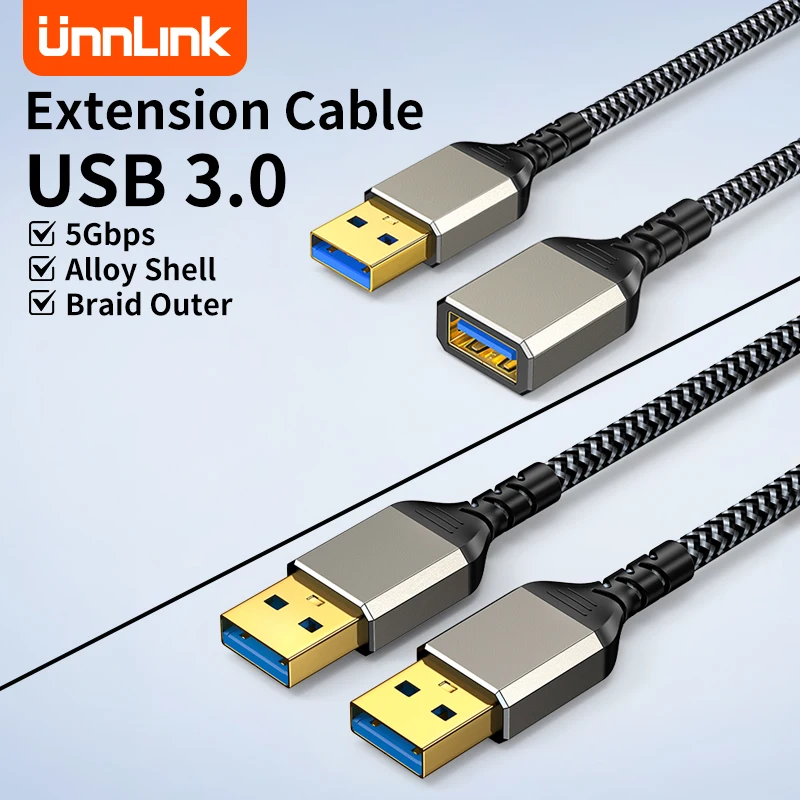 

Unnlink USB 3.0 Extension Cable Type A Male to Male/Female Extender Cord for TV box PS4 PS5 Pro Laptop U disk Data Cable Printer