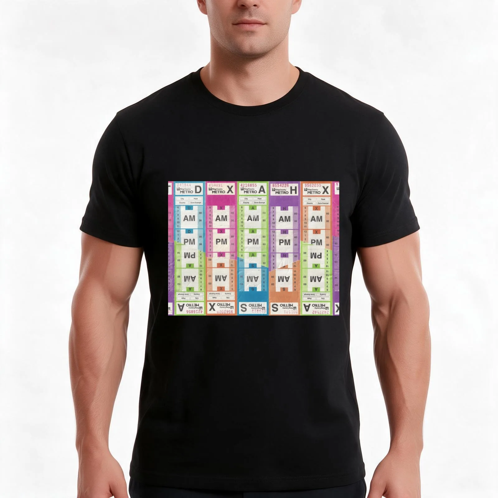 Seattle Metro Transfer Slip Collage T-Shirt, Summer Casual Cotton Tee, Oversized Streetwear Tops, Vintage Graphic Print