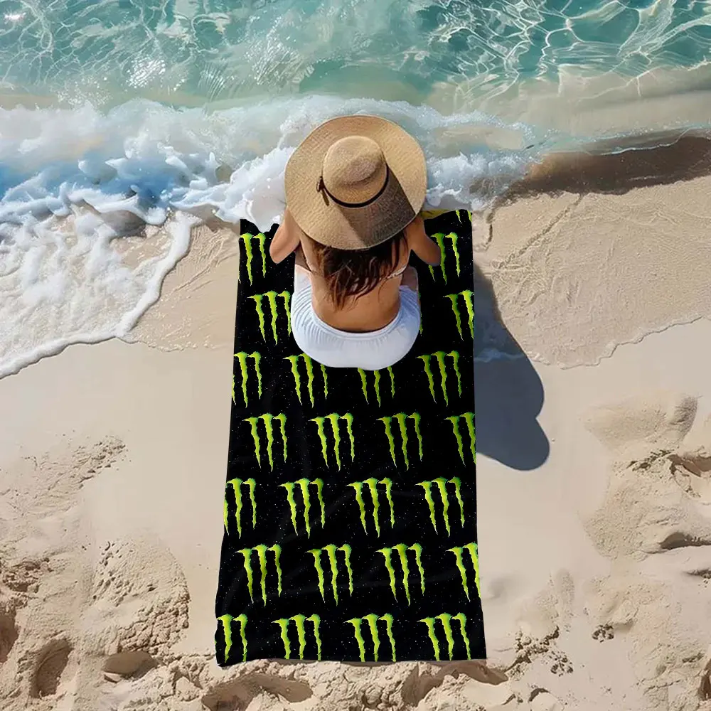 M-Monster-s E-Energy-s Pattern Strandtuch, Cartoon-Badetuch aus schnell trocknender Mikrofaser zum Schwimmen, Surfen, Camping, Unisex, Urlaub – Detail 6