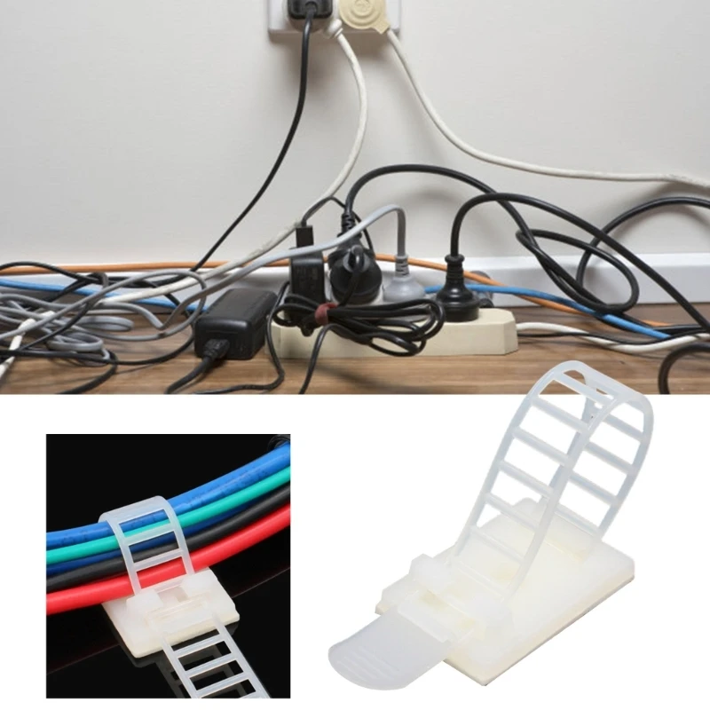 100pcs Self Adhesive Cable Holders Multifunction Cable clip Adjustable for Neat & Tidy Wire Arrangement at Home or Office