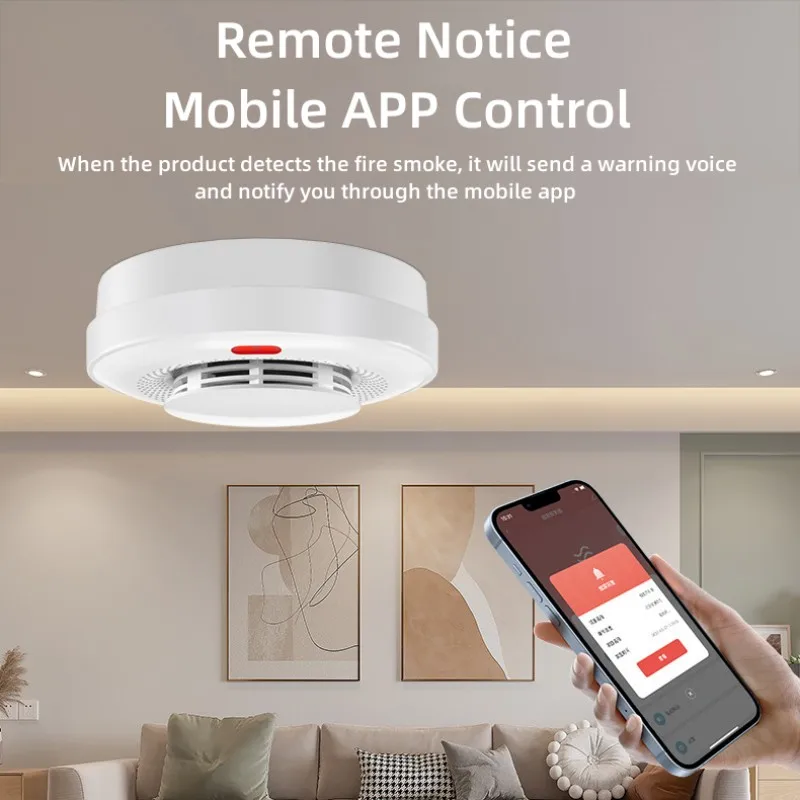 Tuya-WiFi Smoke Detector Sensor de Alarme, Sistema Smart Home Security, Proteção Contra Incêndio, Vida Inteligente, Funciona com Alexa, Google