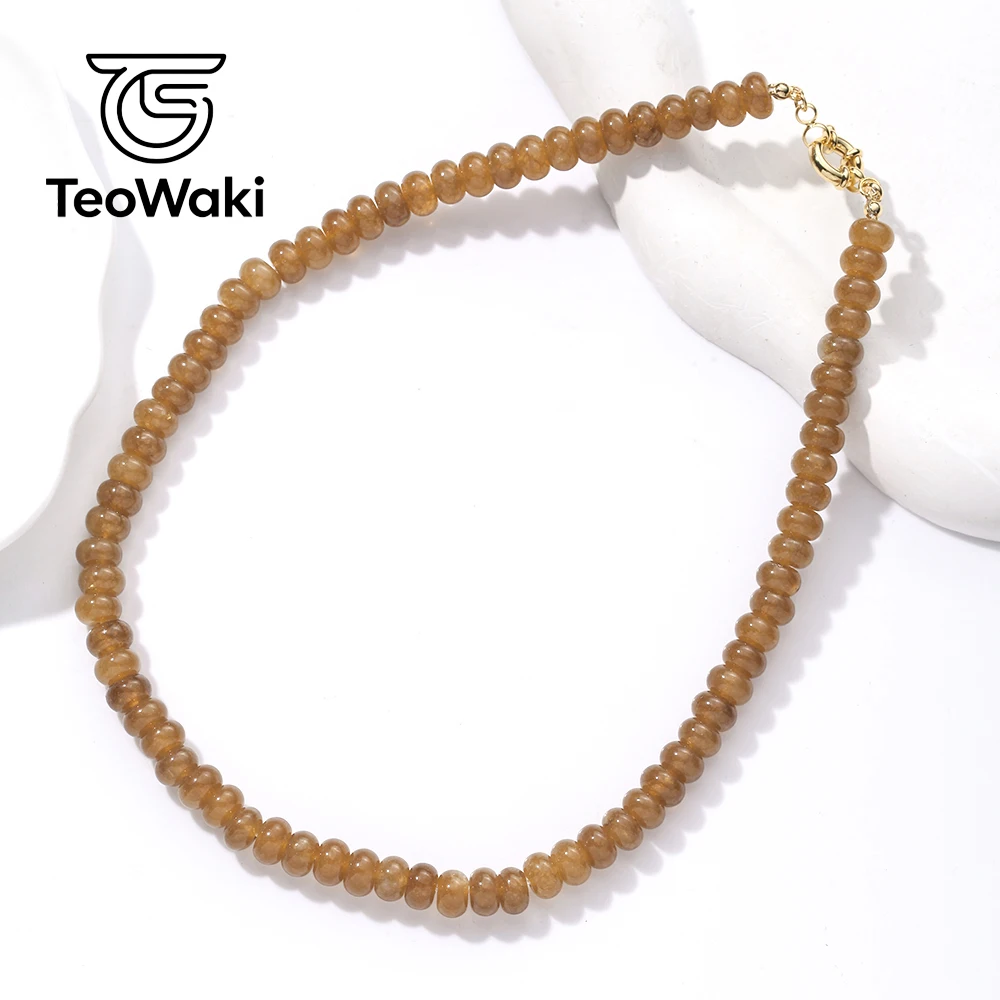 TeoWaki Granat-Jade-Abakus-Perlen-Halskette, Naturstein-Halskette, verstellbarer Handschmuck, Damen-Halskette für den täglichen Gebrauch, 40 + 5 cm – Detail 8