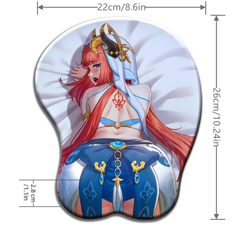 

Game Style Genshin Impact nilou Big Butt 3D Silicone Wrist Rest Mouse Pad Kawaii Boob Desk Pad Use Ergonomic