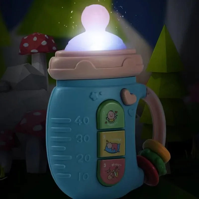 Cute Baby Bottle Light Up Music Toys for 18M+, Bottle Shape Teething Toys, Early Learning Educational Infant Toys for Baby