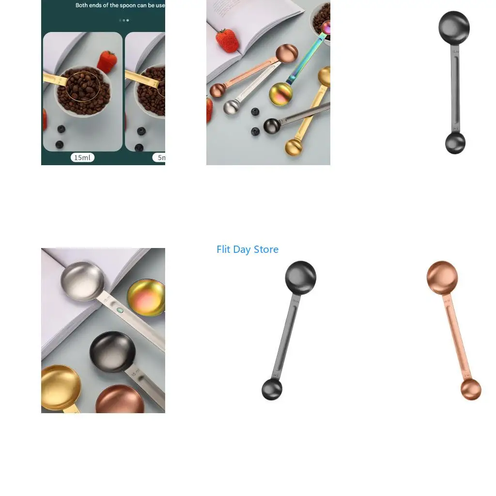 F92C Durability 430 Rustless Steel Double Head Measuring Spoon for Accurate Baking Cooking and Coffee Brewing
