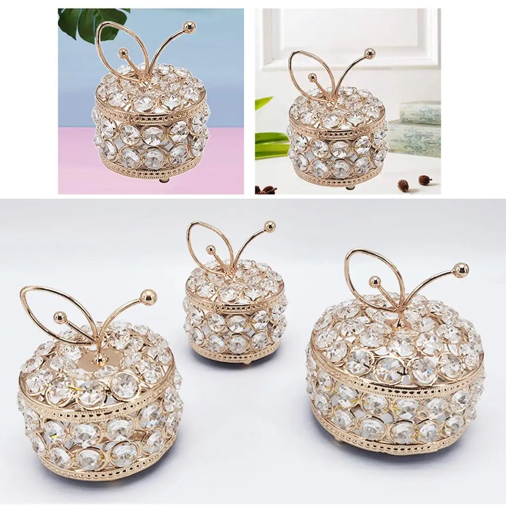 صندوق مجوهرات كريستال منظم حلية سباركلي أقراط وخواتم صندوق كنز #5