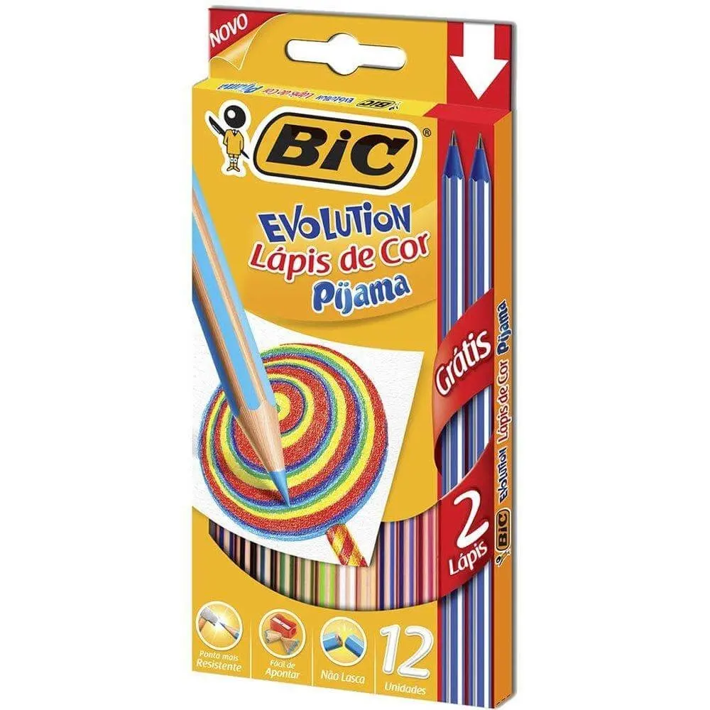 COLOR PENCILS BIC EVOLUTION PIJAMA 12 COLORS + 2 PENCIL