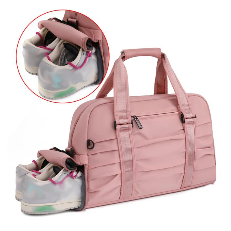 Travel Bag for Women Large Capacity Duffle Bag Yoga Fitness Pleated Waterproof Trip Beach Tote Bag Student Weekend Boston Bag